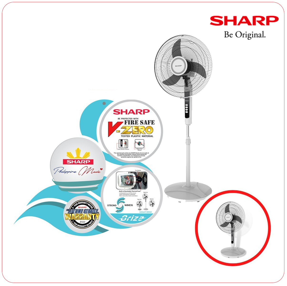 SHARP PJ-S161M 2in1 Convertible Into Table/Desk Fan / 16" Fan Blade Stand Fan / Electric Stand Fan