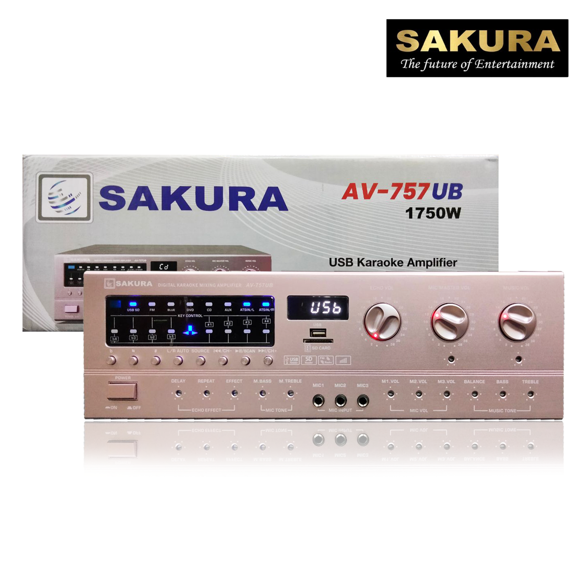 Sakura AV757UB Amplifier/1750W x2 / USB Karaoke Amplifier / Sakura Amplifier