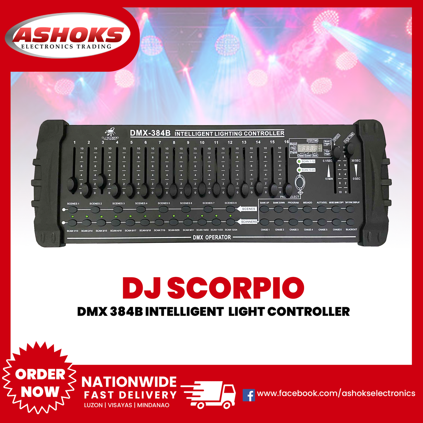 DMX 384B Intelligent Light Controller / Controls 24 intelligent lights up to 16 channels - DMX