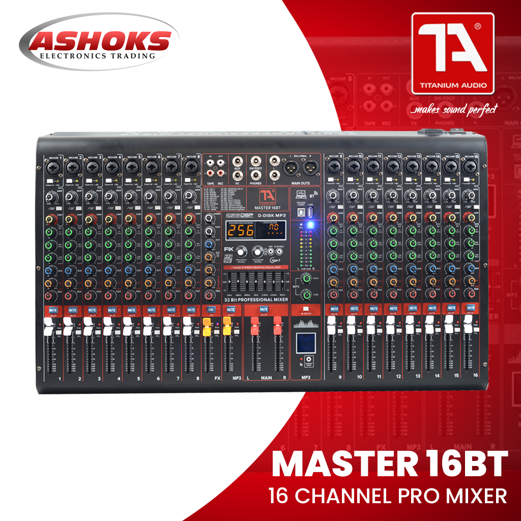 Titanium Audio Master 16BT Mixer / Professional 16inch Mixer / USB, Aux, Bluetooth, input / TA Master 16BT
