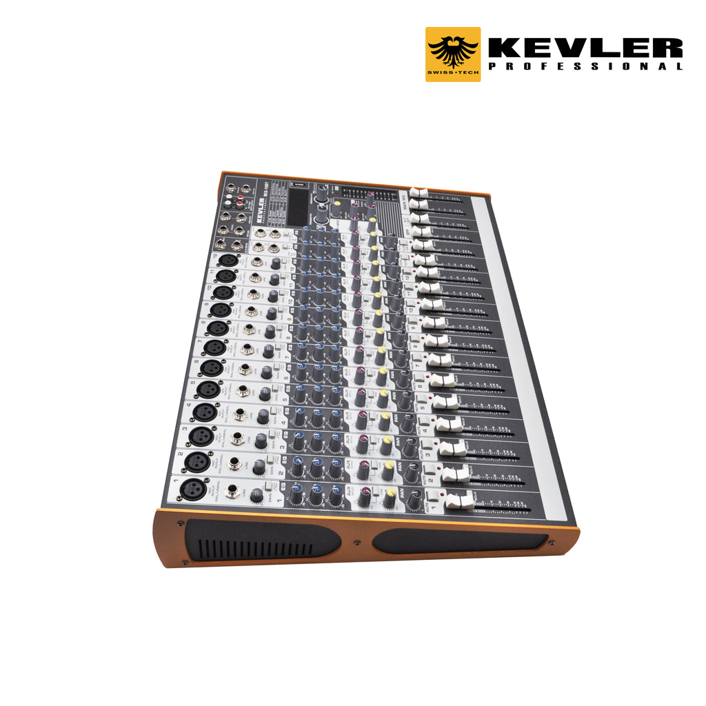 Kevler Mix-16BT Mixer/ 16Channel Compact Mixer/Built-in 24 BIT Digital Effects/2 AUX Output