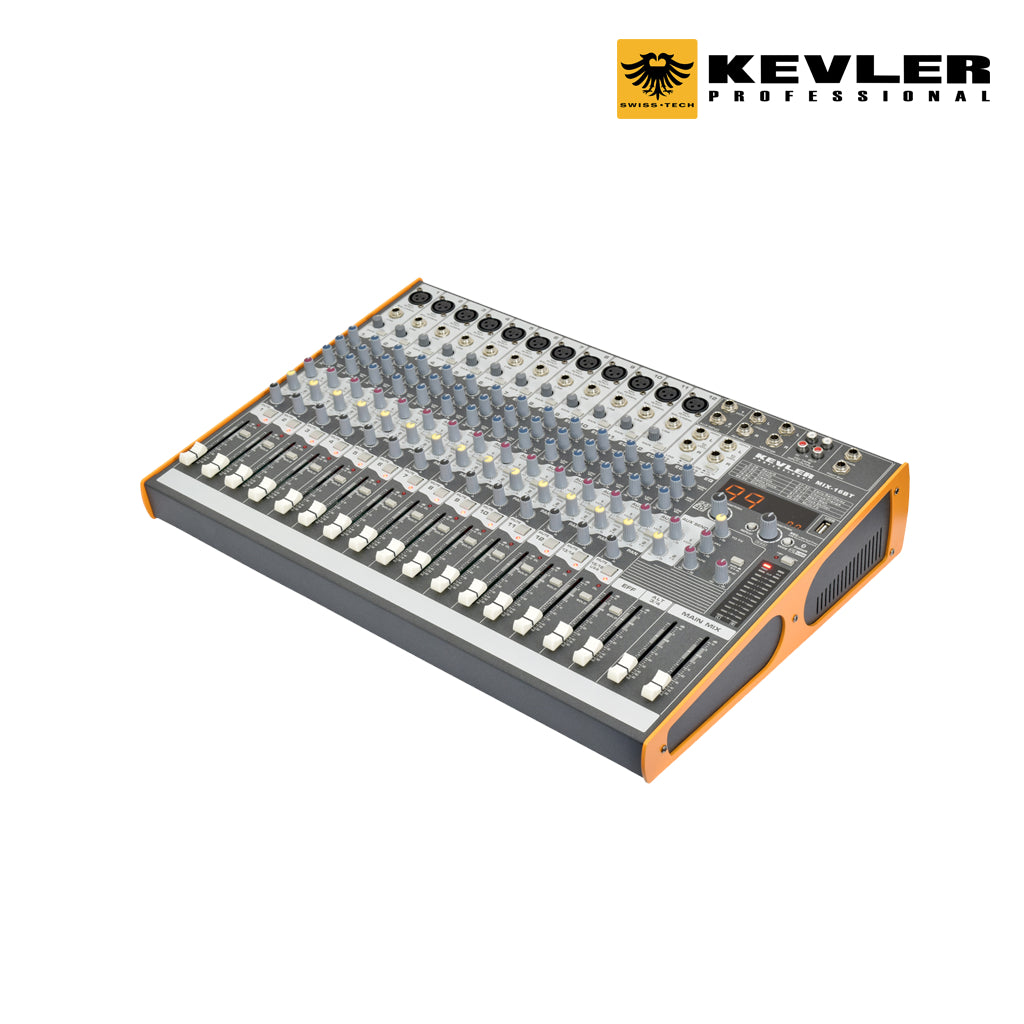 Kevler Mix-16BT Mixer/ 16Channel Compact Mixer/Built-in 24 BIT Digital Effects/2 AUX Output