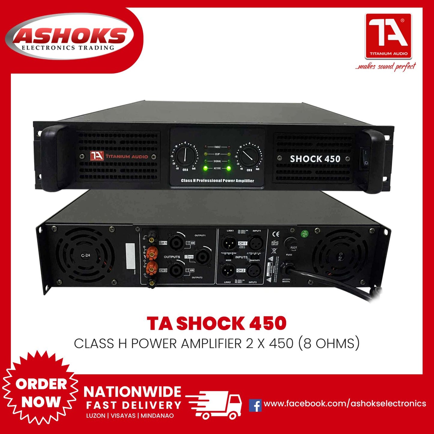 Titanium Audio Shock 450 Amplifier / Class H Professional Power Amplifier / TA Shock 450 Amplifier / Titanium Audio