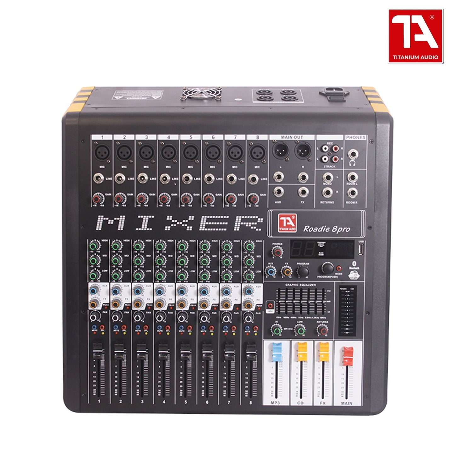 Titanium Audio Roadie 8Pro Curve 8 Channel Powered Mixer 32BIT EFFECTS