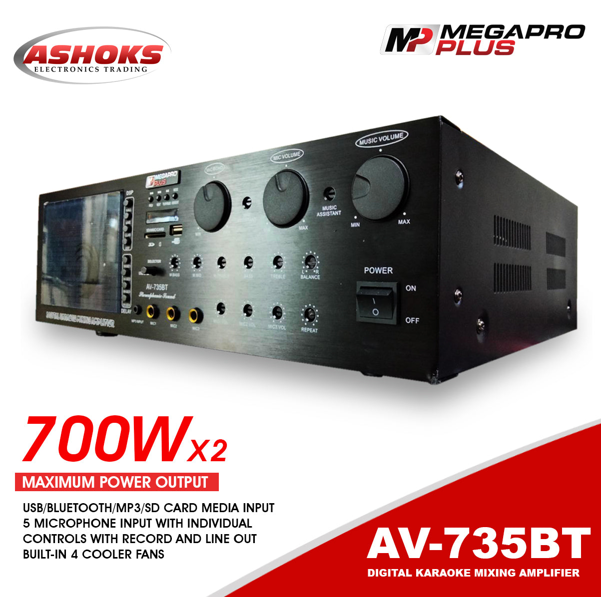 MegaPro plus AV-735BT Karaoke Amplifier