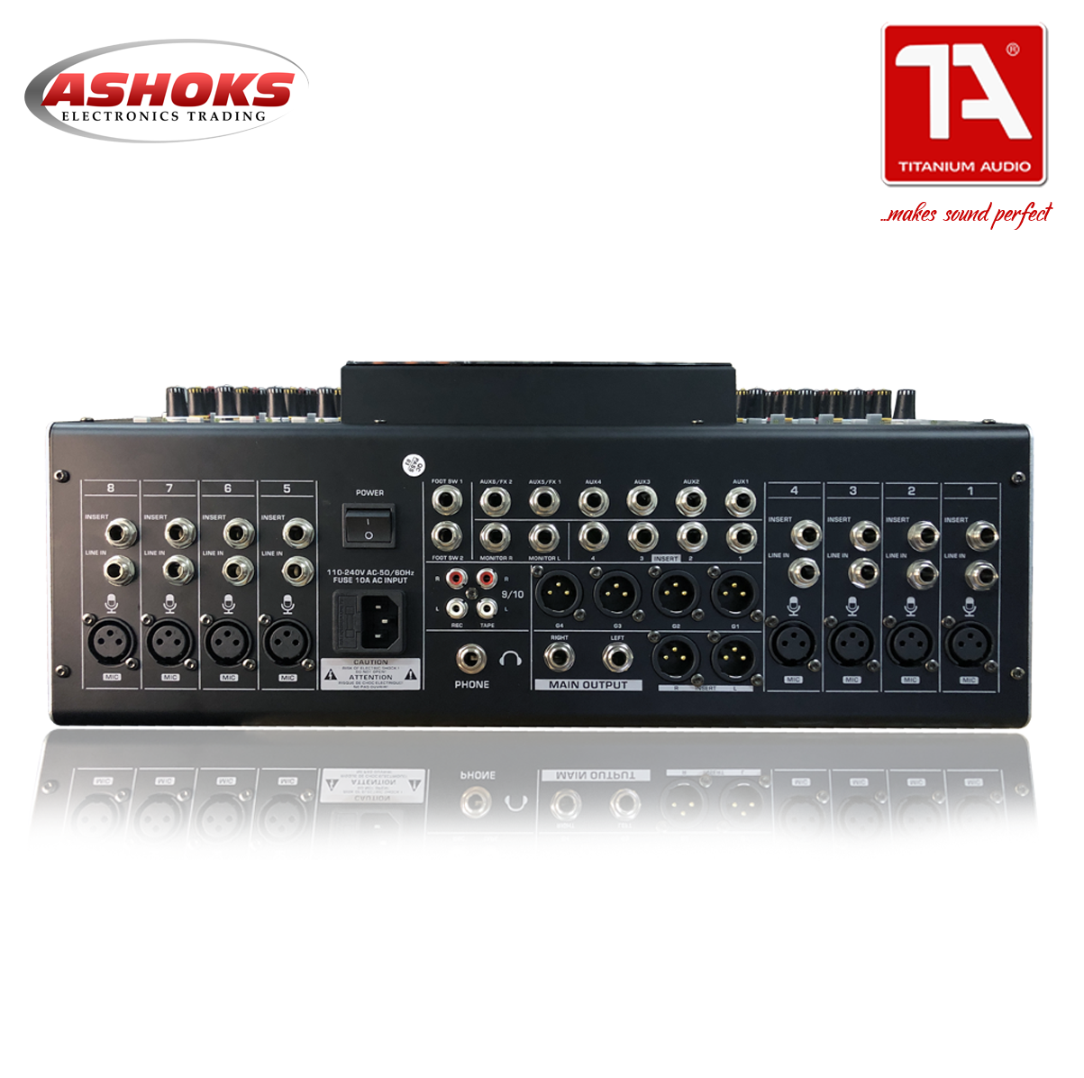 Titanium Audio PSM 8BT / X7 DSP Effects / 8 Channel 4 BUS Mixer / Bluetooth / Psm 8Bt / Titanium Audio