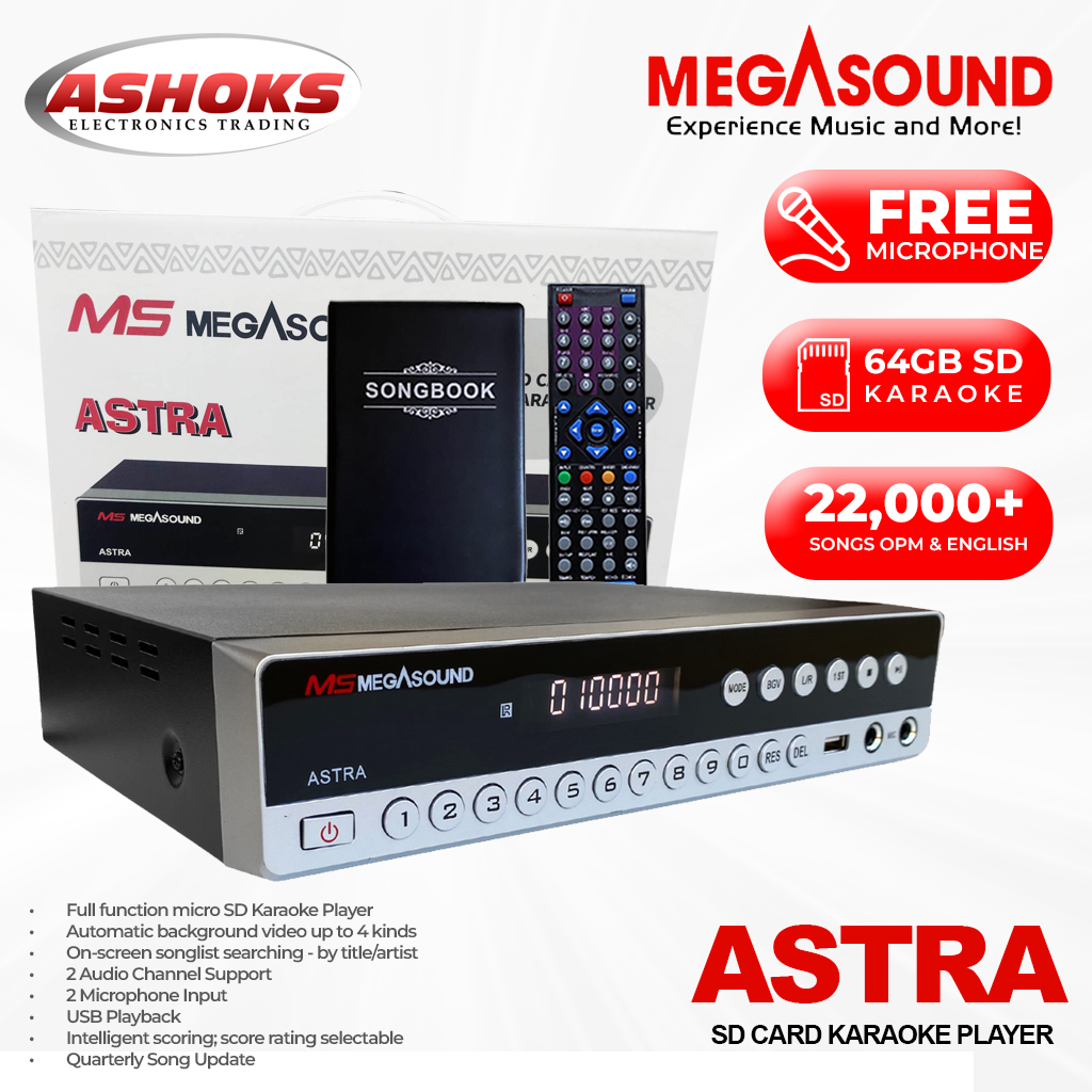 Megasound MS Astra SD Karaoke Player / 64Gb / Over 22,000+ Songs / with Wired Mic