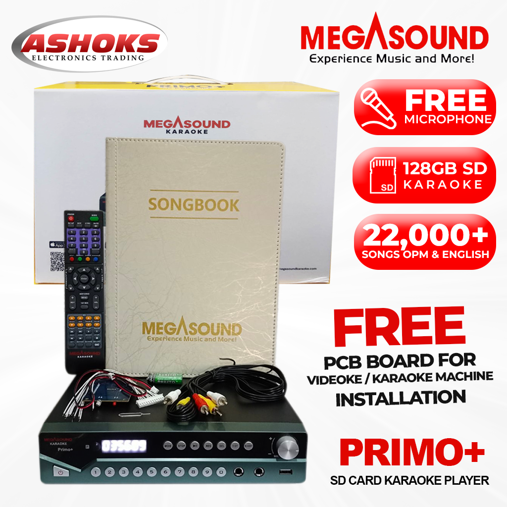 Megasound MS Primo+ / SD Karaoke Player / 128GB / 22000+ Built-in OPM & English Songs / with Wired Mic