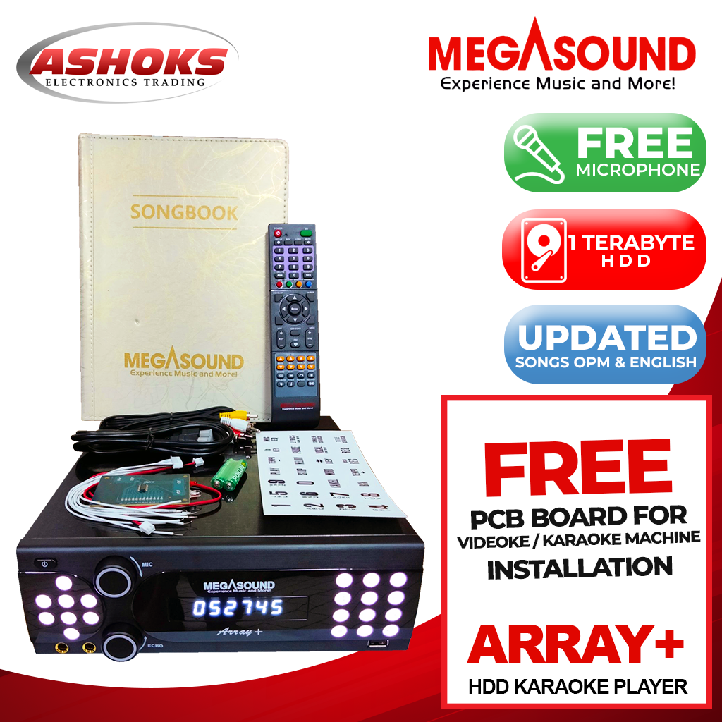 Megasound Array+ Karaoke Player / 1TB HDD / 75000 Built in Songs / with Wired Mic /Megasound Karaoke