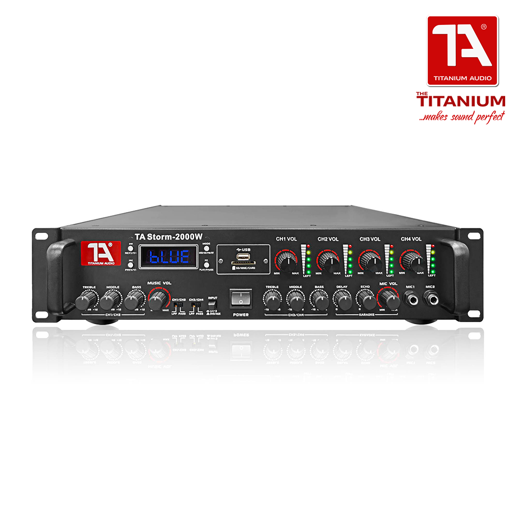 Titanium Audio Storm 2000W / Professional Karaoke Mixing Amplifier / XLR or RCA Input / USB, SD