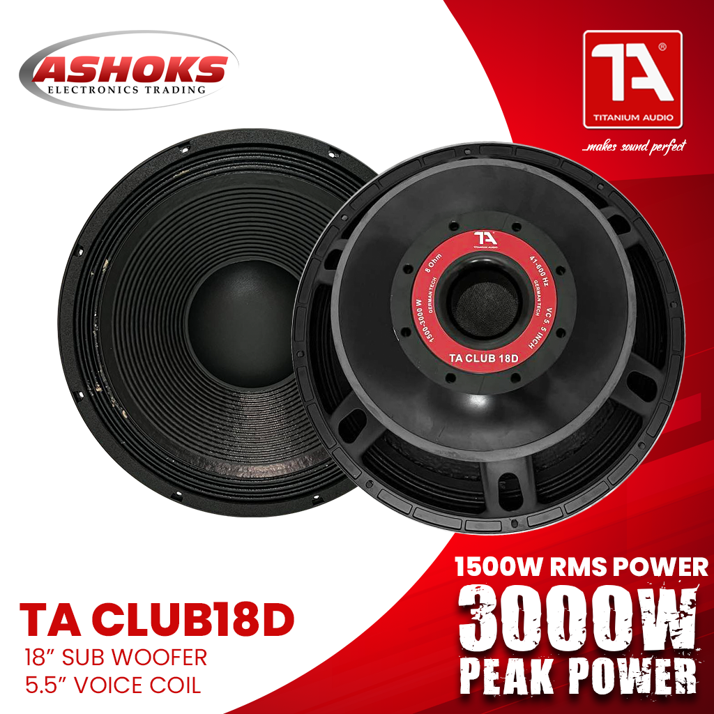 Titanium Audio Club 18D / 1500W RMS Power / 5.5 inch Voice Coil / Sub woofer / 18 inch / Subwoofer Speaker