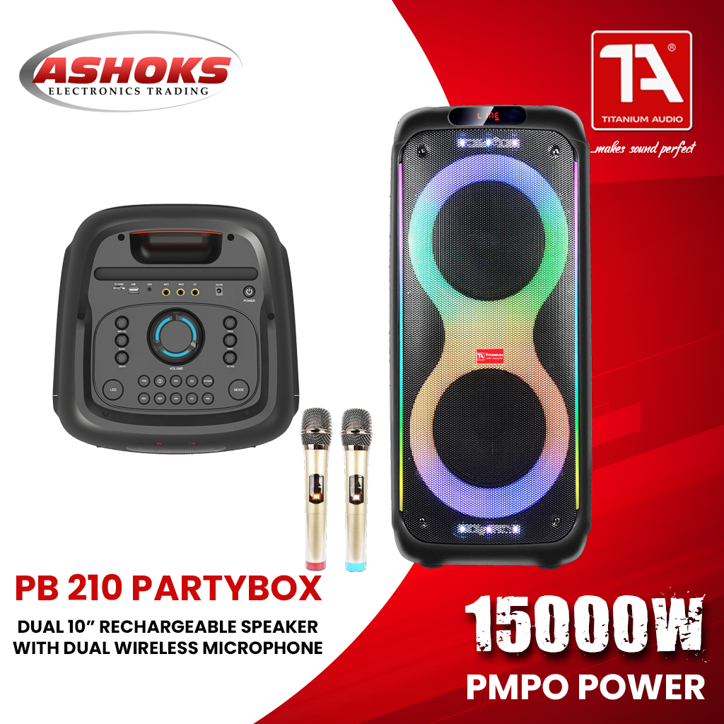 Titanium Audio PB 210 Speaker / Party Box Speaker 210 / 15000W PMPO / DSP / 2x10 Inch Woofer / TA PB 210