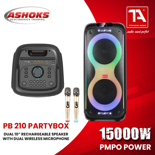 Titanium Audio PB 210 Speaker / Party Box Speaker 210 / 15000W PMPO / DSP / 2x10 Inch Woofer / TA PB 210