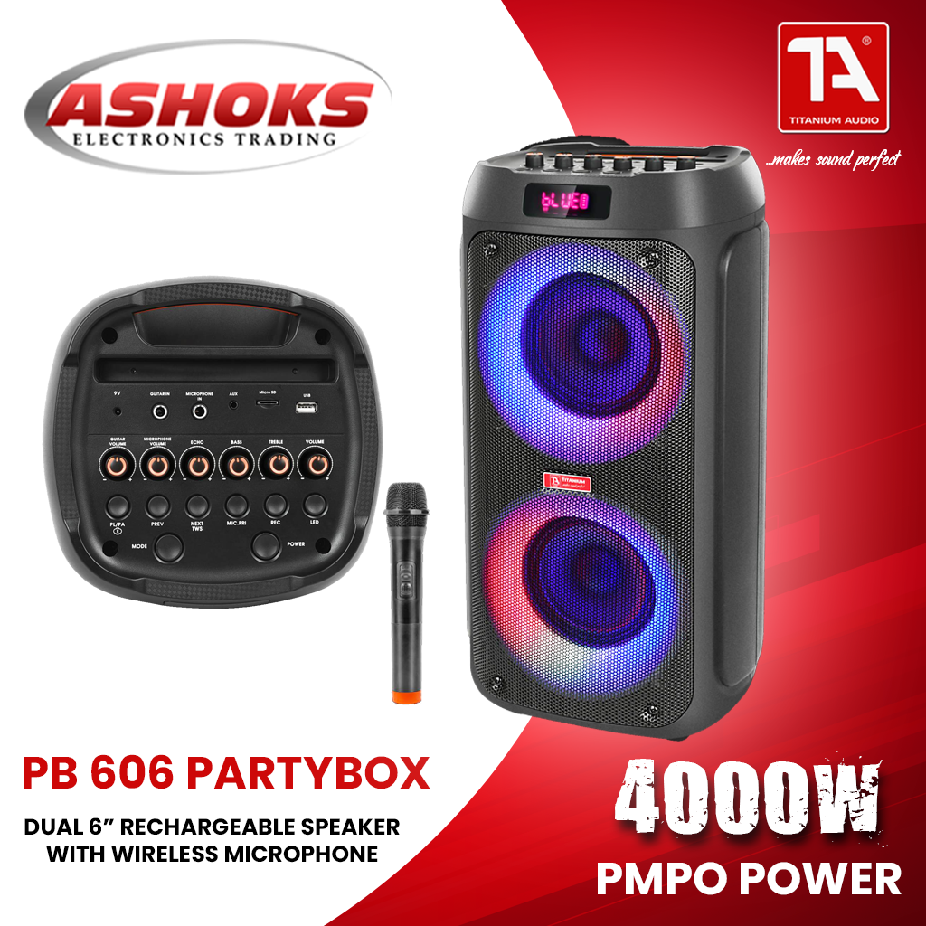 Titanium Audio PB 606 Speaker / Party Box Speaker 606 / 4000W PMPO / DSP / 2X6 Inch Woofer / TA PB 606