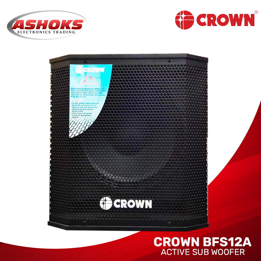 Crown BF 12SA Active Subwoofer / 350W / Karaoke Speakers / Volume level control / 12inch woofer / 4 to 8 Ohms / Crown