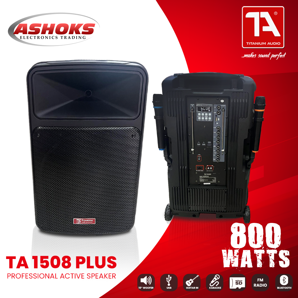 TITANIUM AUDIO TA 1508 PLUS/Professional Active Speaker 800w/Bluetooth, USB, FM/Portable Speaker