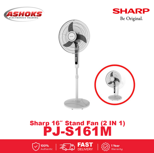 SHARP PJ-S161M 2in1 Convertible Into Table/Desk Fan / 16" Fan Blade Stand Fan / Electric Stand Fan