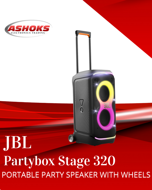 JBL PARTYBOX STAGE 320 PORTABLE PARTY SPEAKER WITH WHEELS