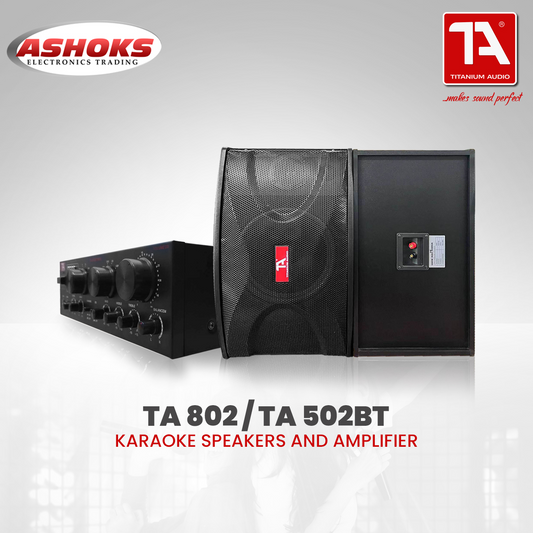 Titanium Audio 802 karaoke Speaker System / 300w / 8inch / with 502BT Mini Amplifier / 4inch