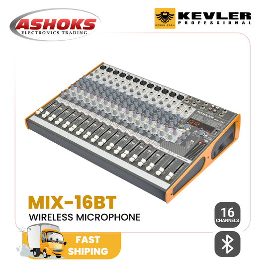 Kevler Mix-16BT Mixer/ 16Channel Compact Mixer/Built-in 24 BIT Digital Effects/2 AUX Output