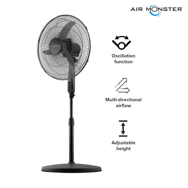 Air Monster 18inch(45cm)Turbo Stand Fan/3 wing blade design/Adjustable