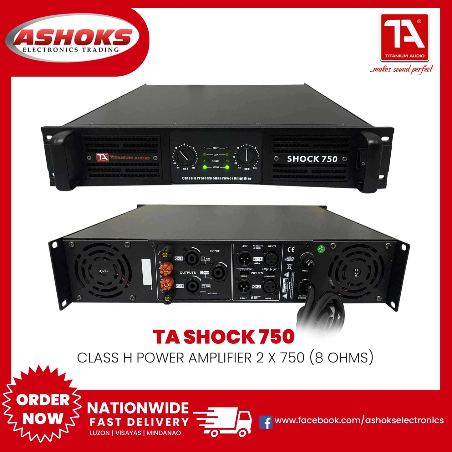 Titanium Audio Shock 750 Amplifier / Class H Power Amplifier / Shock Series / Titanium Audio