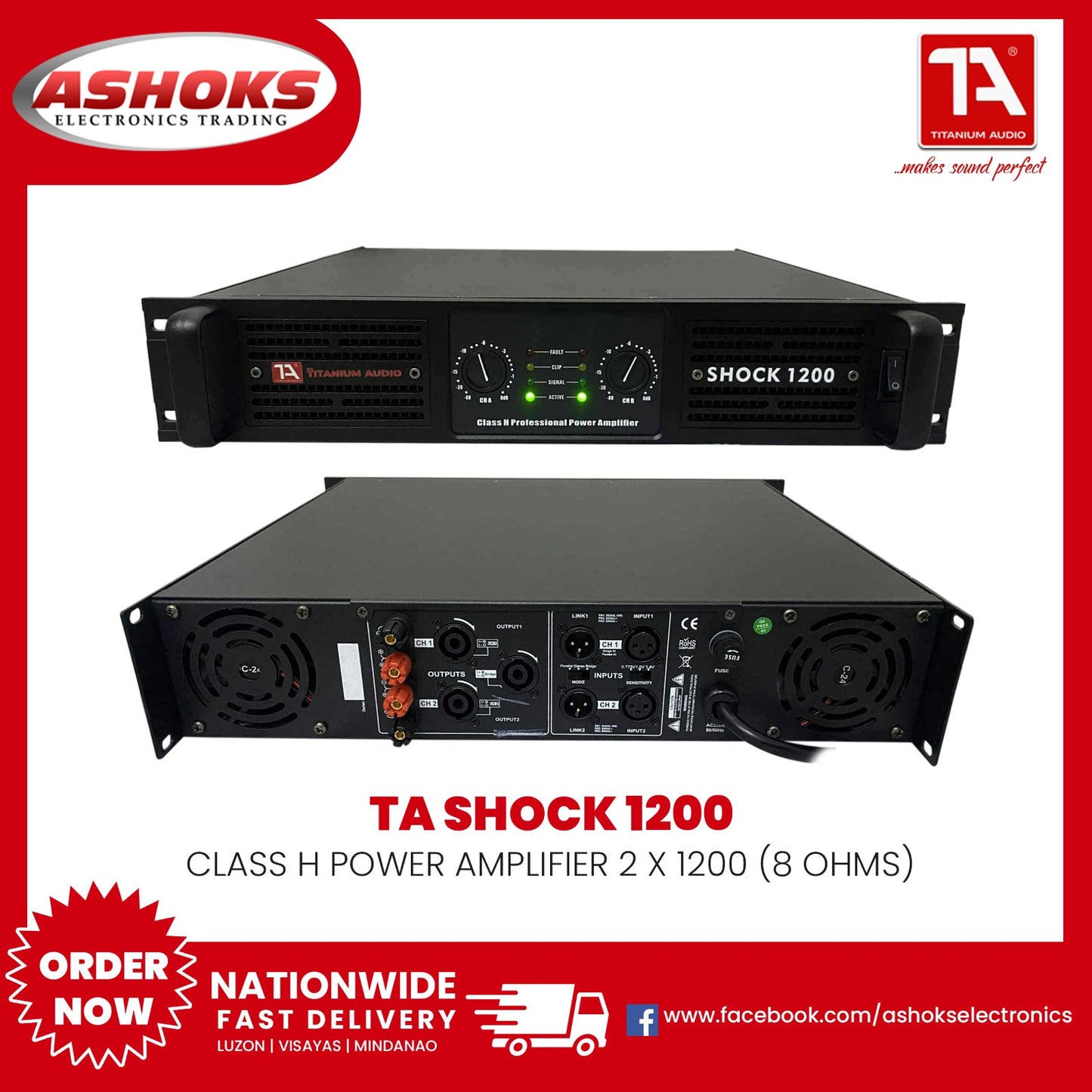 Titanium Audio Shock 1200 Amplifier / Class H Power Amplifier / Shock Series / Titanium Audio