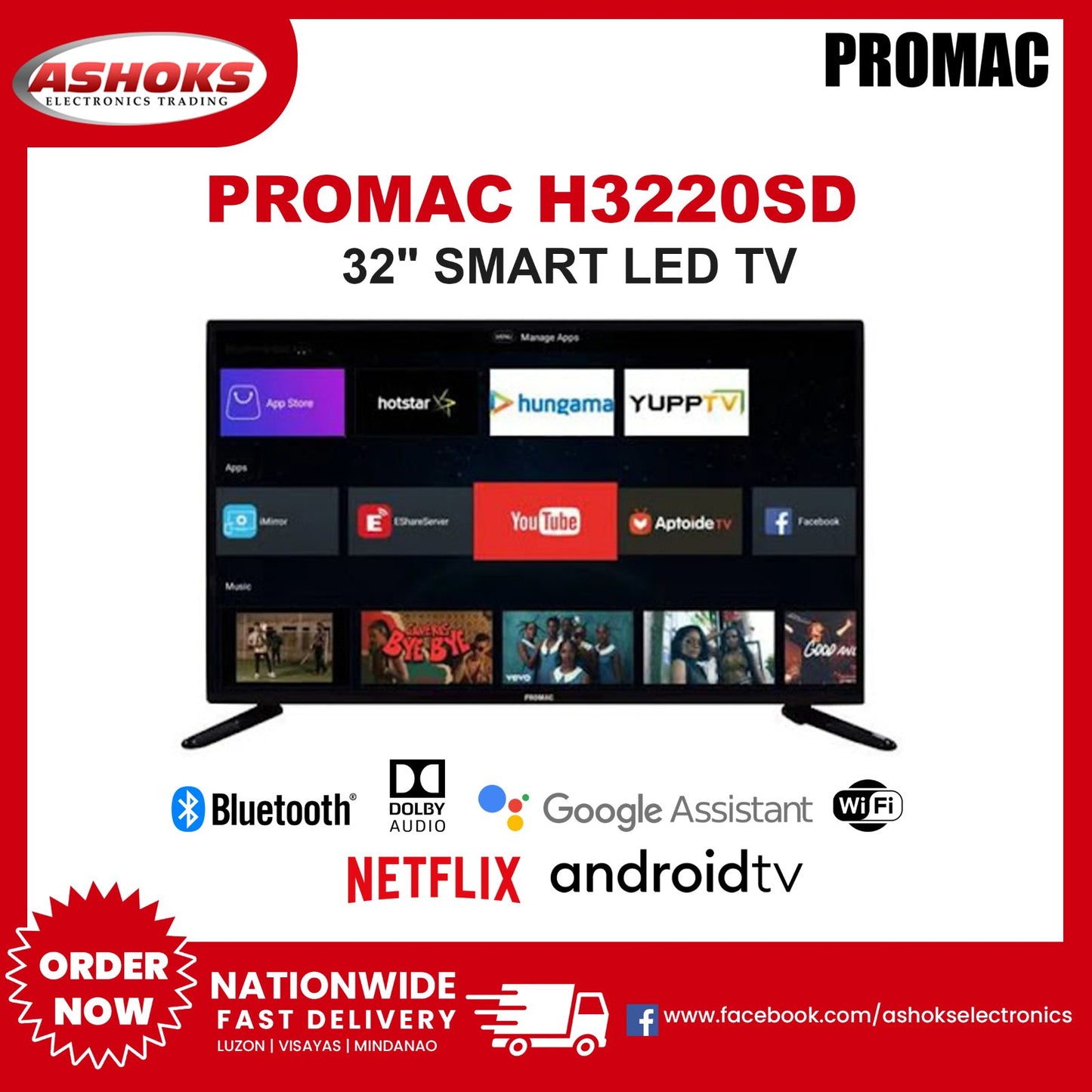 Promac LED-H3220SD Smart Android LED TV / Promac Smart LED TV / 32 inch Smart TV