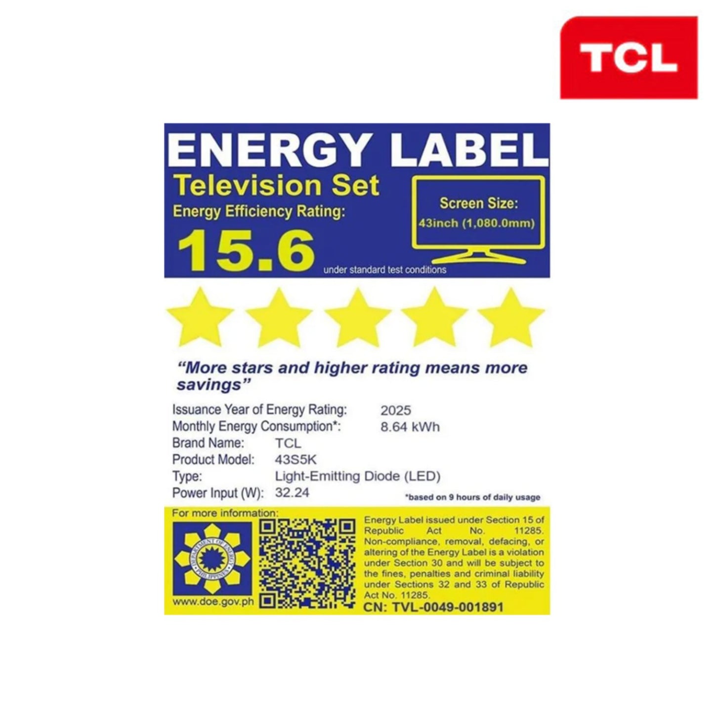 TCL 43S5k FHD Smart TV / HRD 10 Google TV / dolby audio, QLED TV / TCL