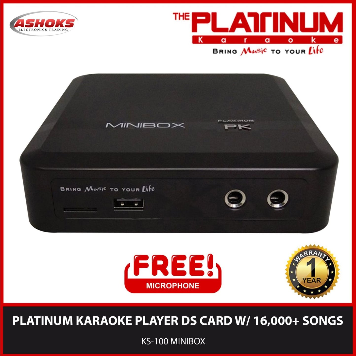 Platinum Karaoke KS 100 Minibox with Wired Microphone / Platinum Karaoke