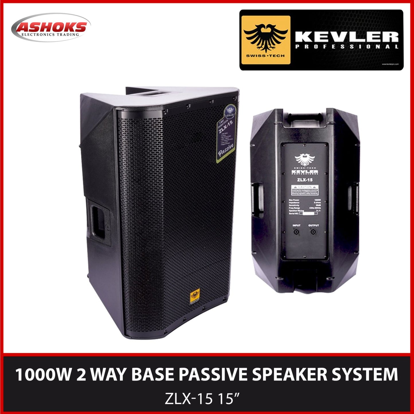 Kevler ZLX 15 Speaker / 15 inch 1000W Speaker / 2 Way Bass Reflex Passive Speaker System Audio Sound