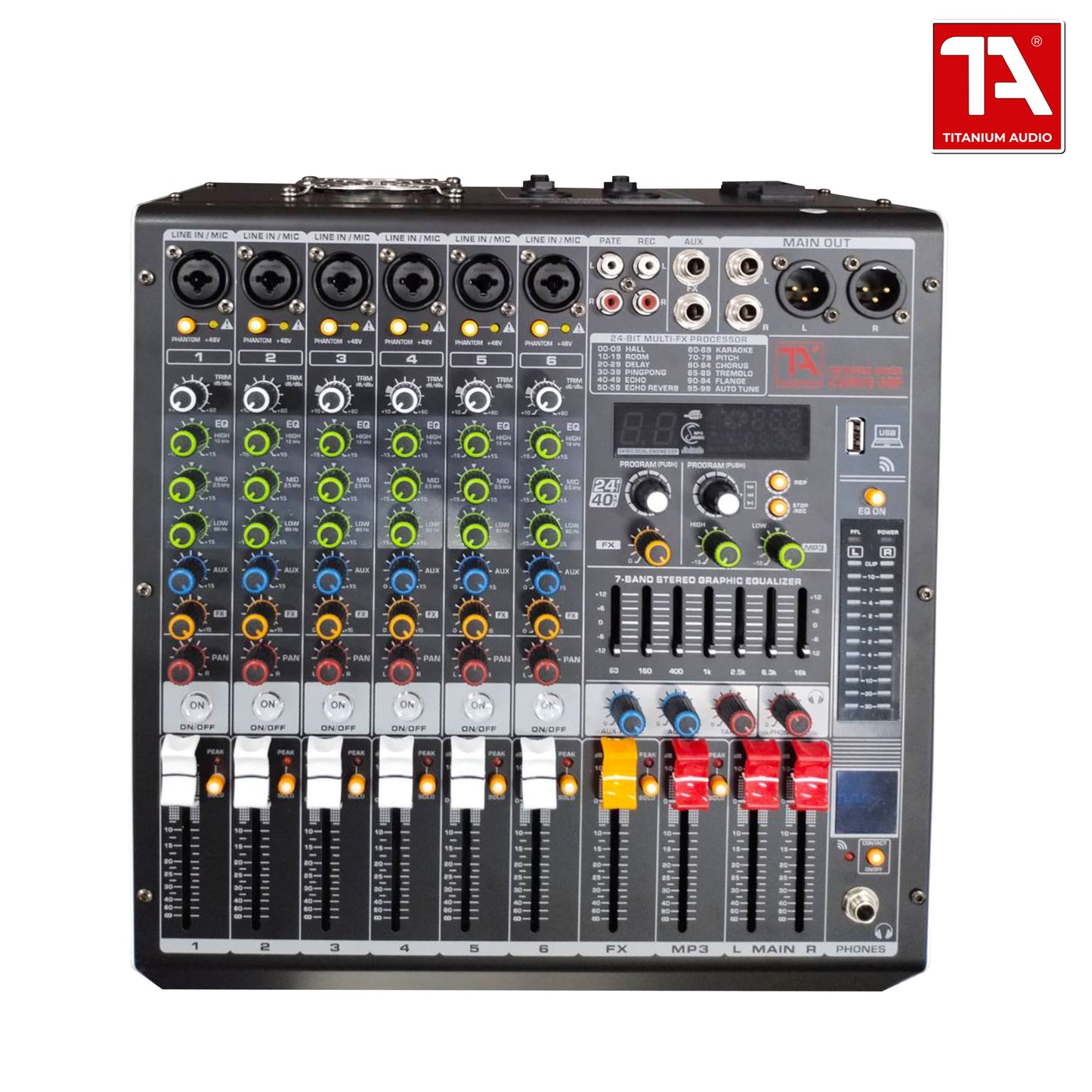 Titanium Audio Powered Mixer Curved 60P / USB, Aux, Bluetooth / 600W RMS