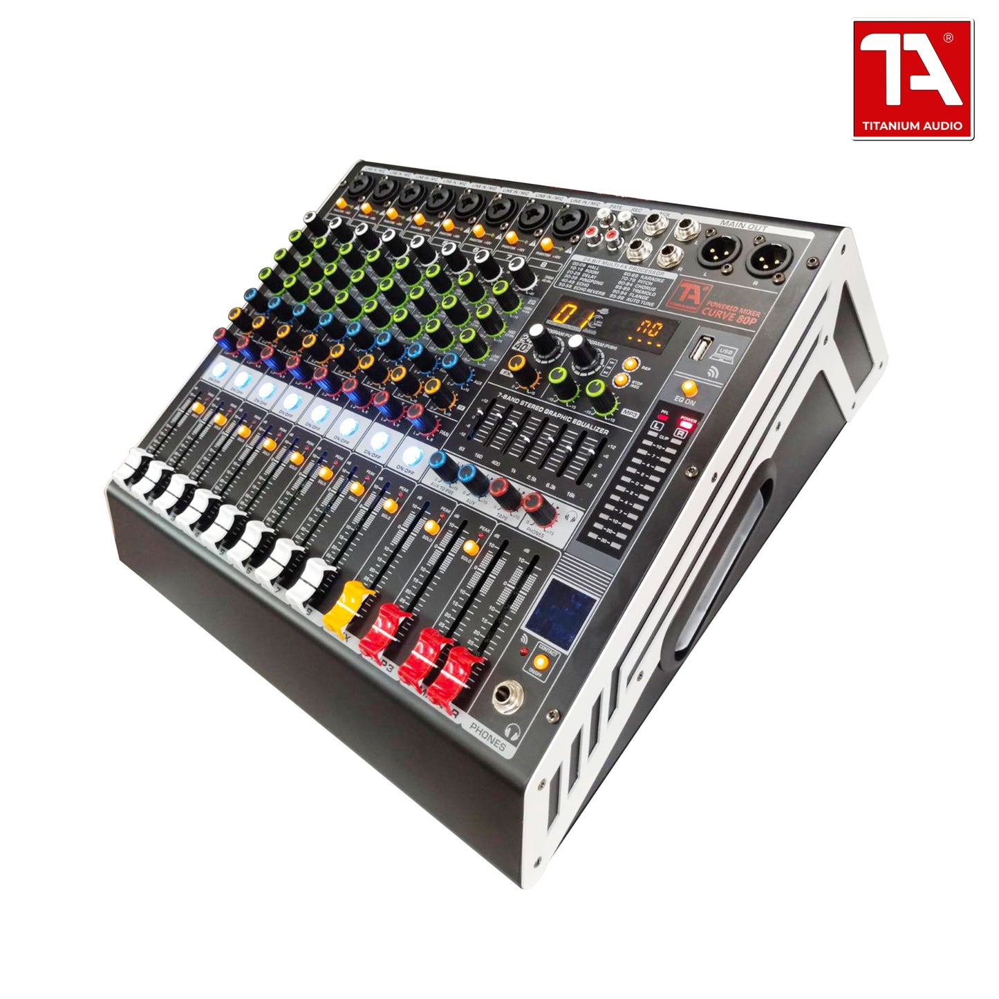 Titanium Audio Powered Mixer Curved 80P / USB, Aux, Bluetooth / 700W RMS