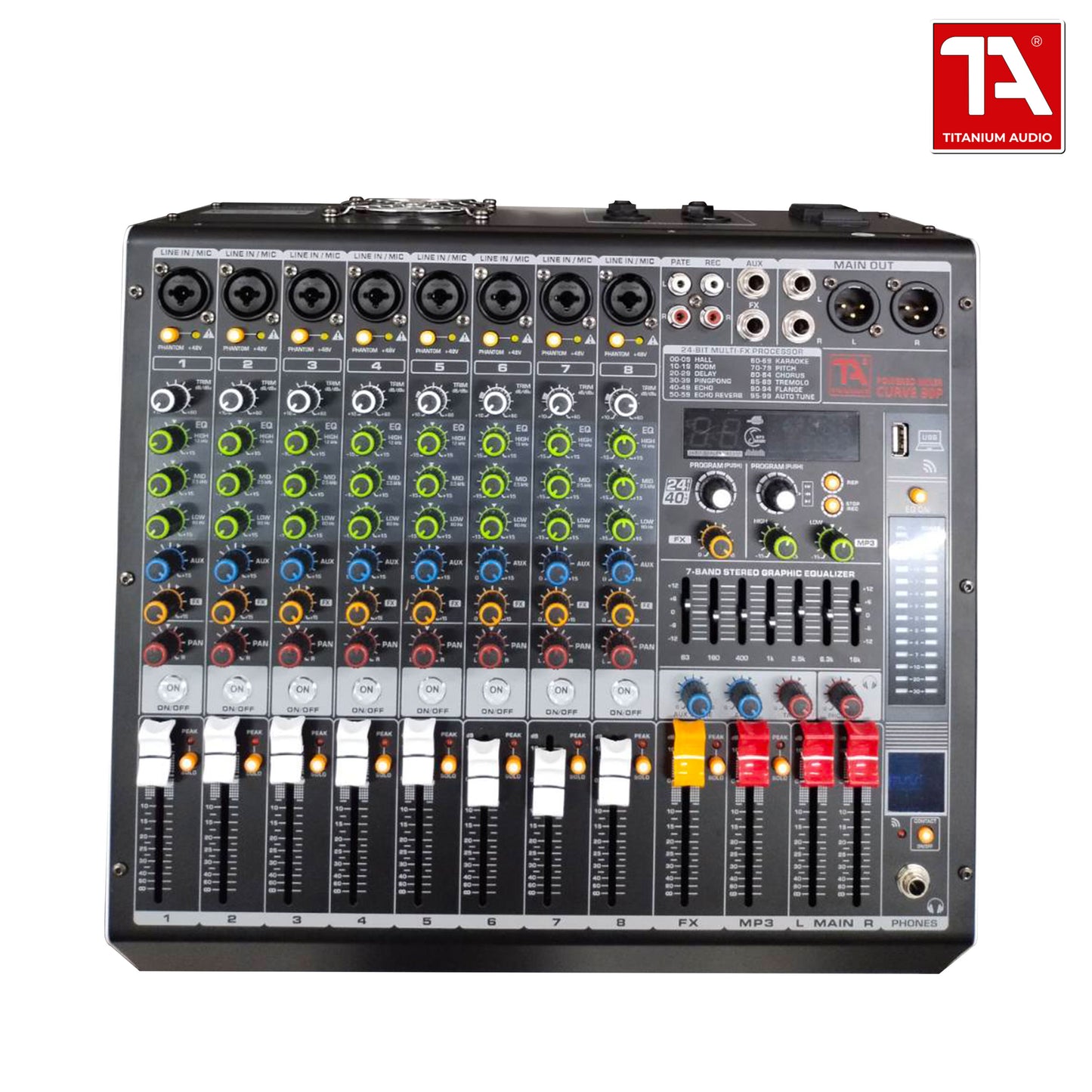 Titanium Audio Powered Mixer Curved 80P / USB, Aux, Bluetooth / 700W RMS