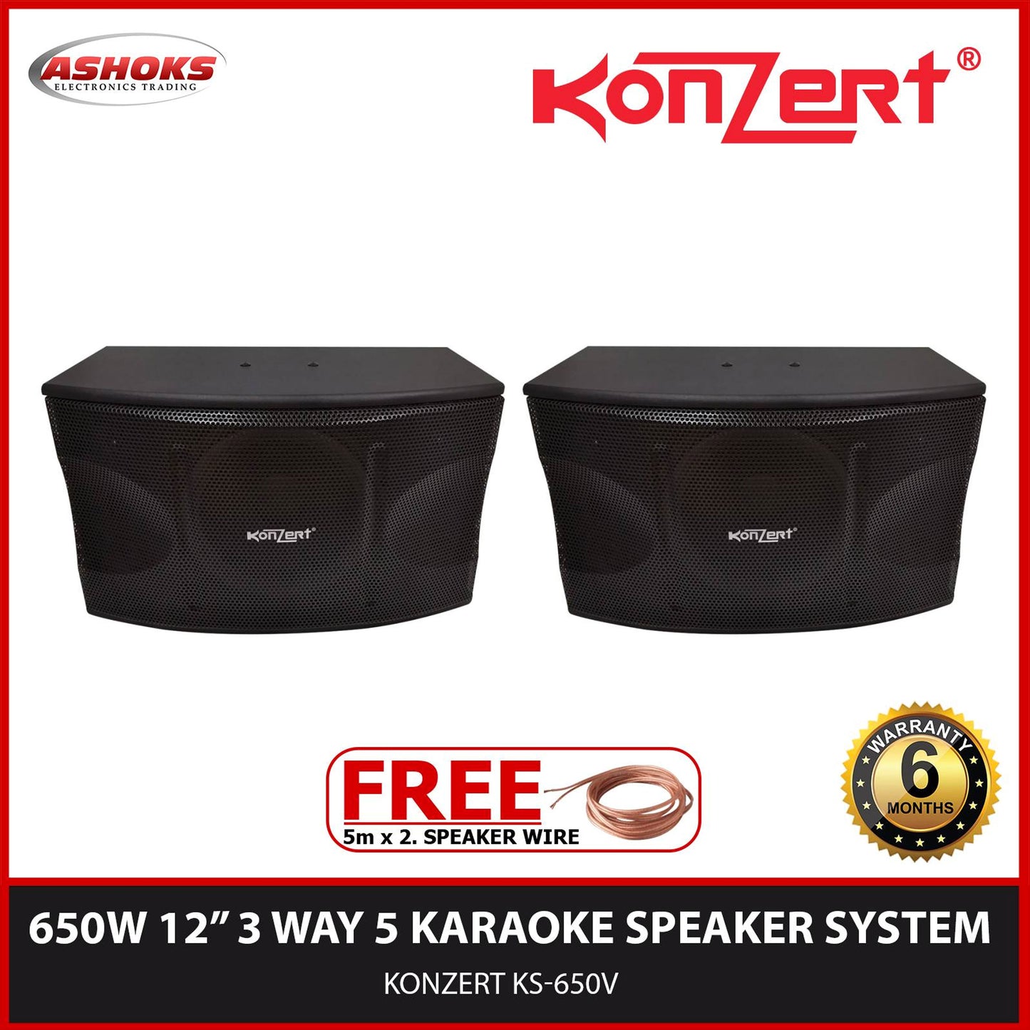 KS 650V Karaoke Speaker System 650W / 12" 3 WAY SPEAKER