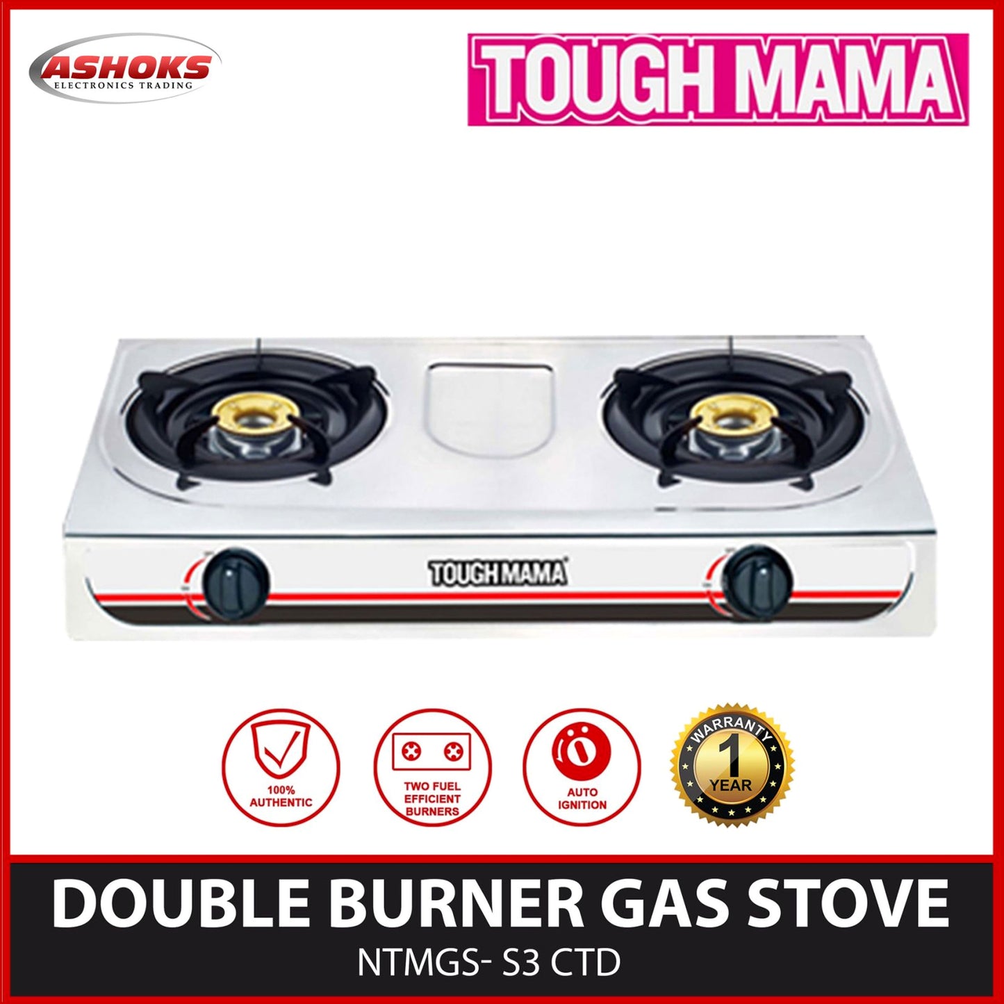 Tough Mama NTMGSS3 CTD Double Burner Gas Stove  / Stainless Double Burner Gas Stove / Gas Stove / Tough Mama