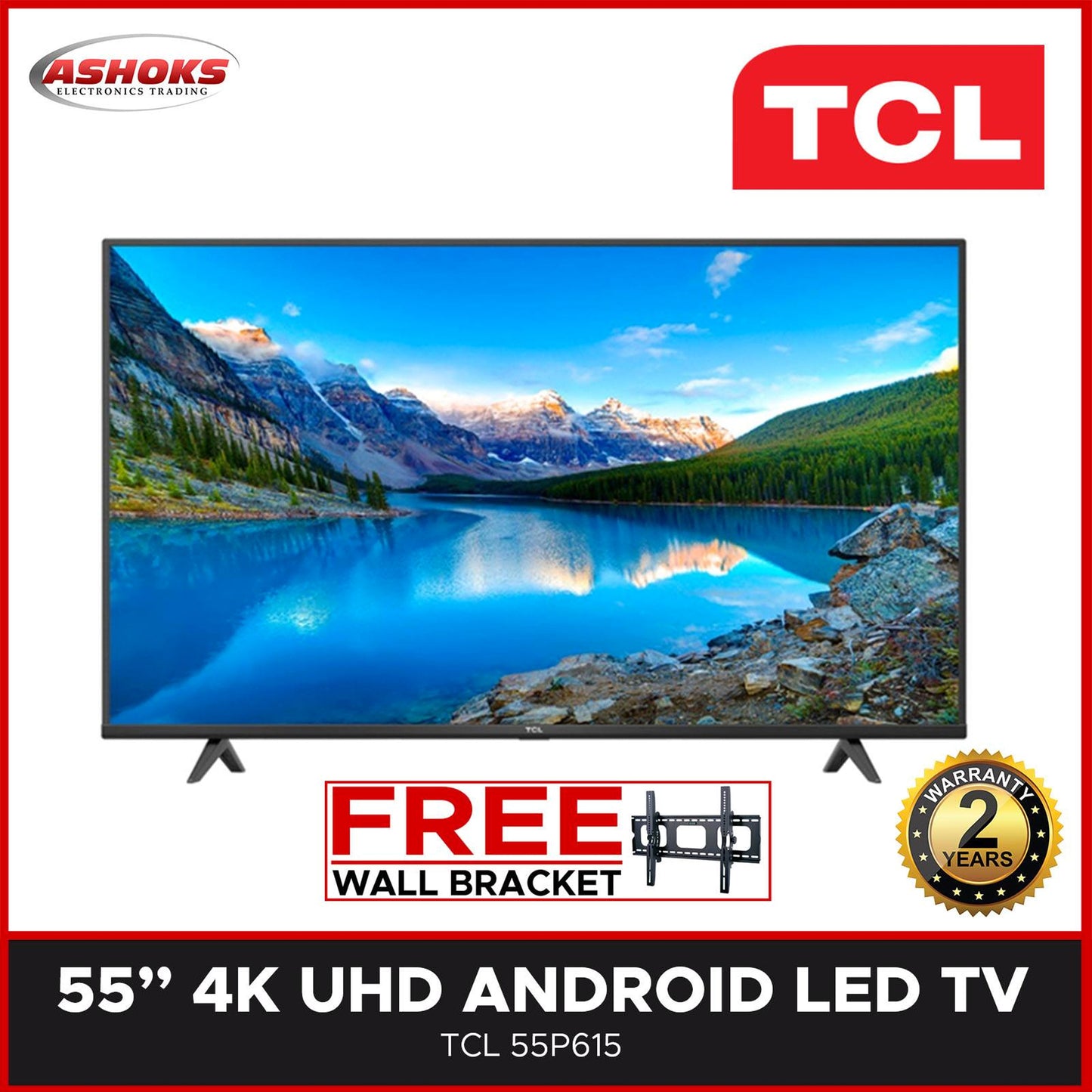 TCL 55P615 UHD Smart Android Led TV / ANDROID LED TV / TCL LED 55P615 55in 4K UHD Android TV / TCL Smart Android TV /  TCL