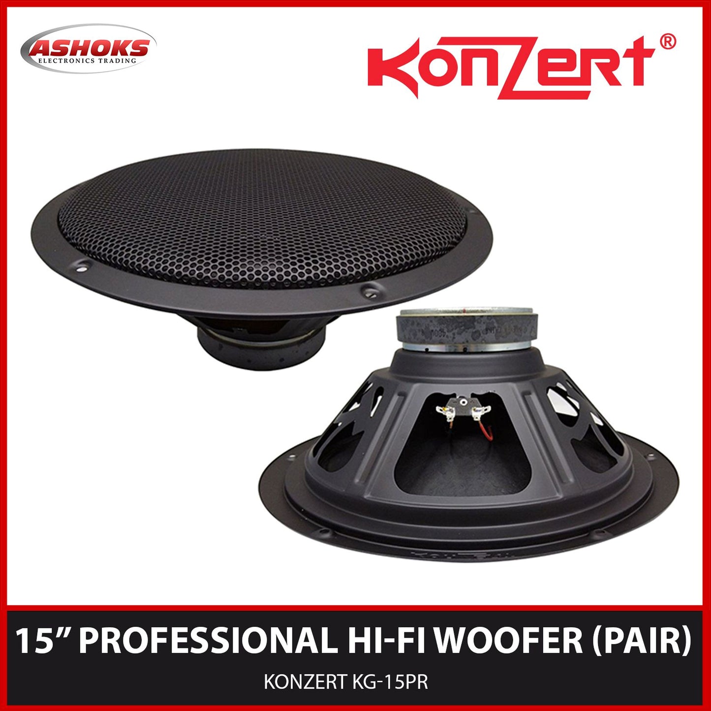 KG 15PR Speaker / Professional HiFi Woofer / 15 inch Speaker (Sold as PAIR)