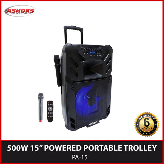 Konzert PA 15 500W Portable Trolley Speaker / With 2 Wireless Microphone / Active Speaker
