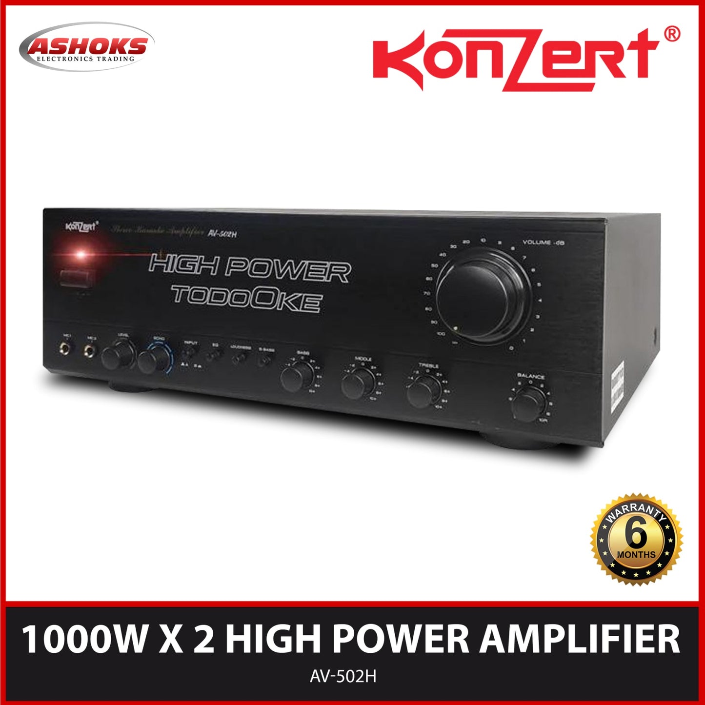 Konzert AV-502H Amplifier / 1000W x 2 / High Power TodoOke / Stereo Karaoke Audio Amplifier