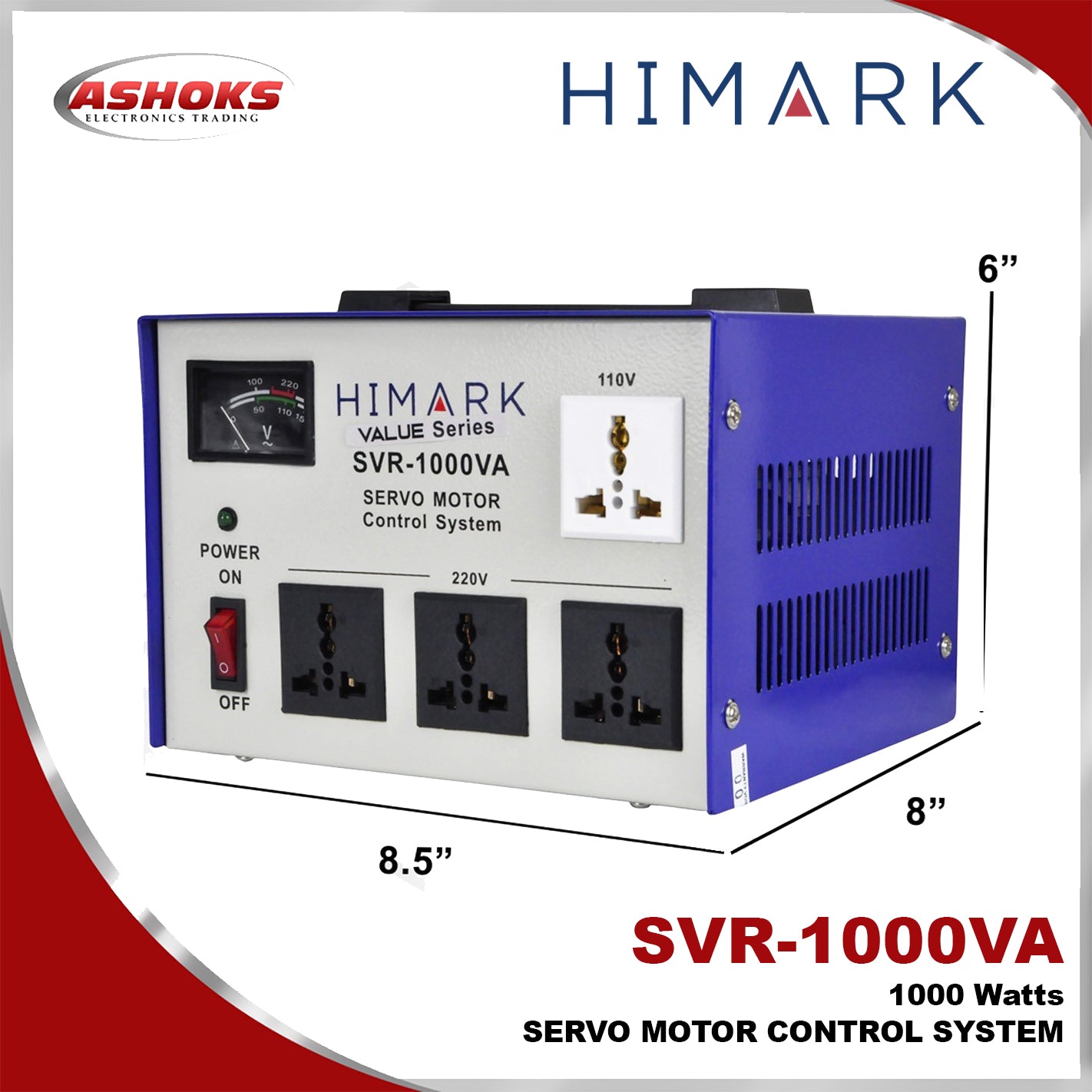 Himark SVR 1000VA AVR / 1000w / Servo Motor type / Automatic Voltage R ...