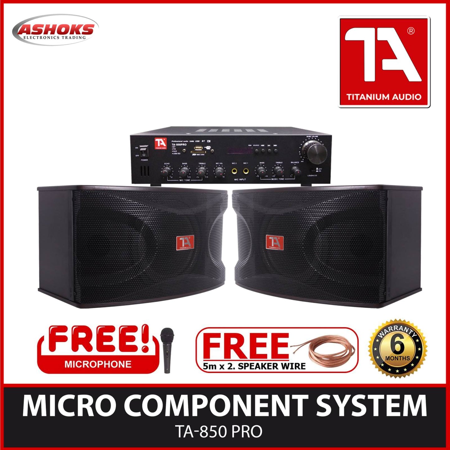 Titanium Audio TA 850 PRO  Micro Component Set with FM, USB, SD Port and Bluetooth Function