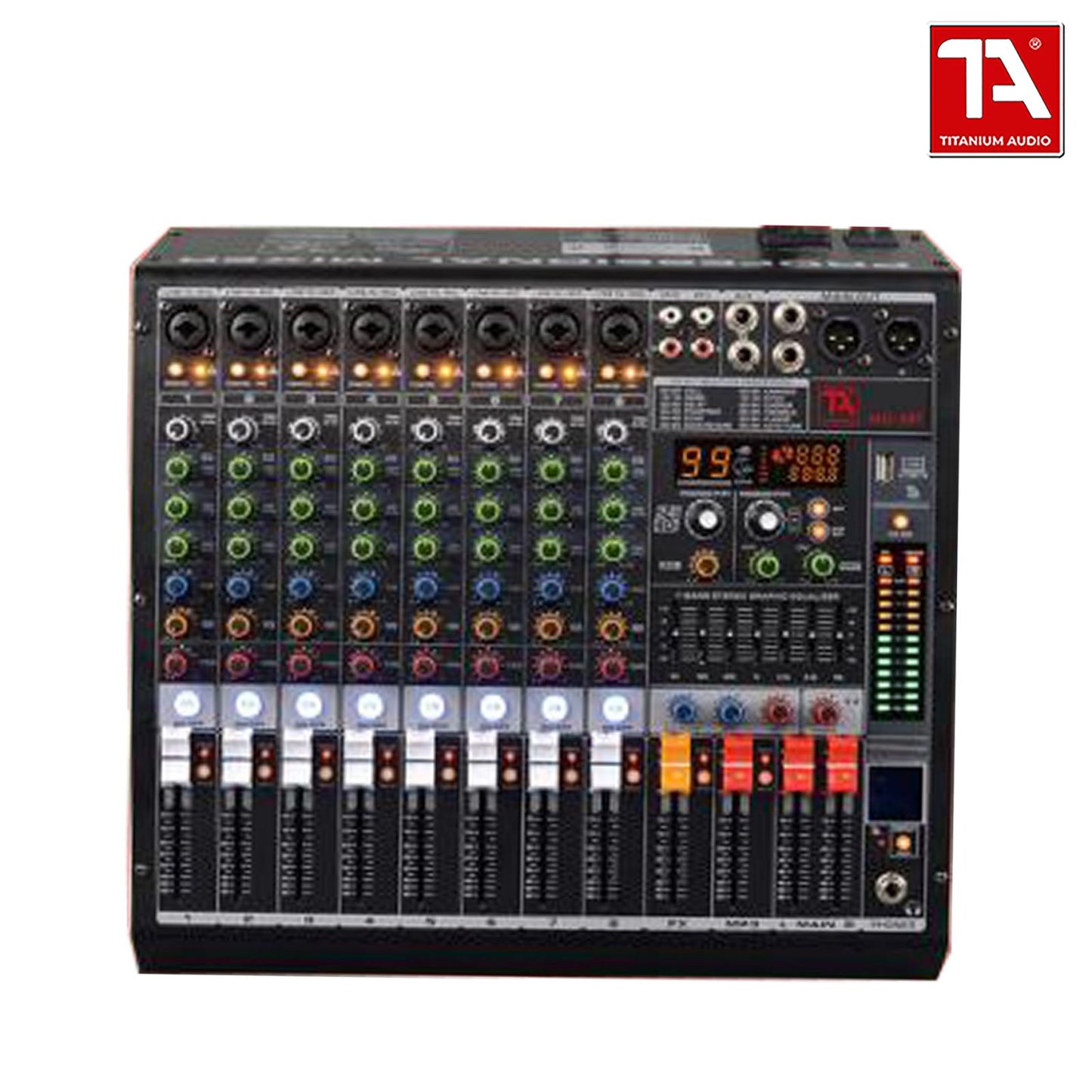 Titanium Audio MG-8BT Mixer / Professional 8 Channel Mixer / 32-BIT DSP Effects