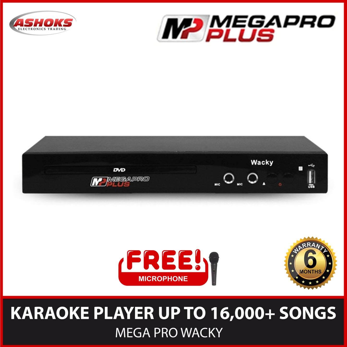 Megapro Plus Wacky Karaoke Player / 16,000+ Songs with Songbook and CD