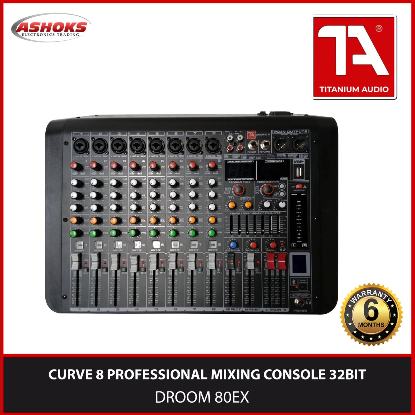 Droom 80EX Curve 8 Channel Professional Mixing Console