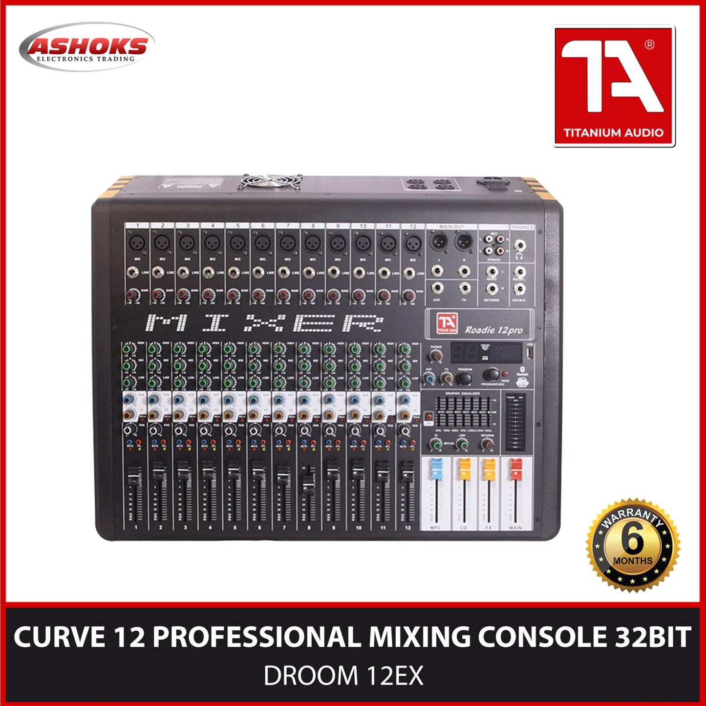 Titanium Audio Roadie 12Pro  Curve 12 Channel Powered Mixer / Powered Mixer / with Bluetooth  32BIT EFFECTS