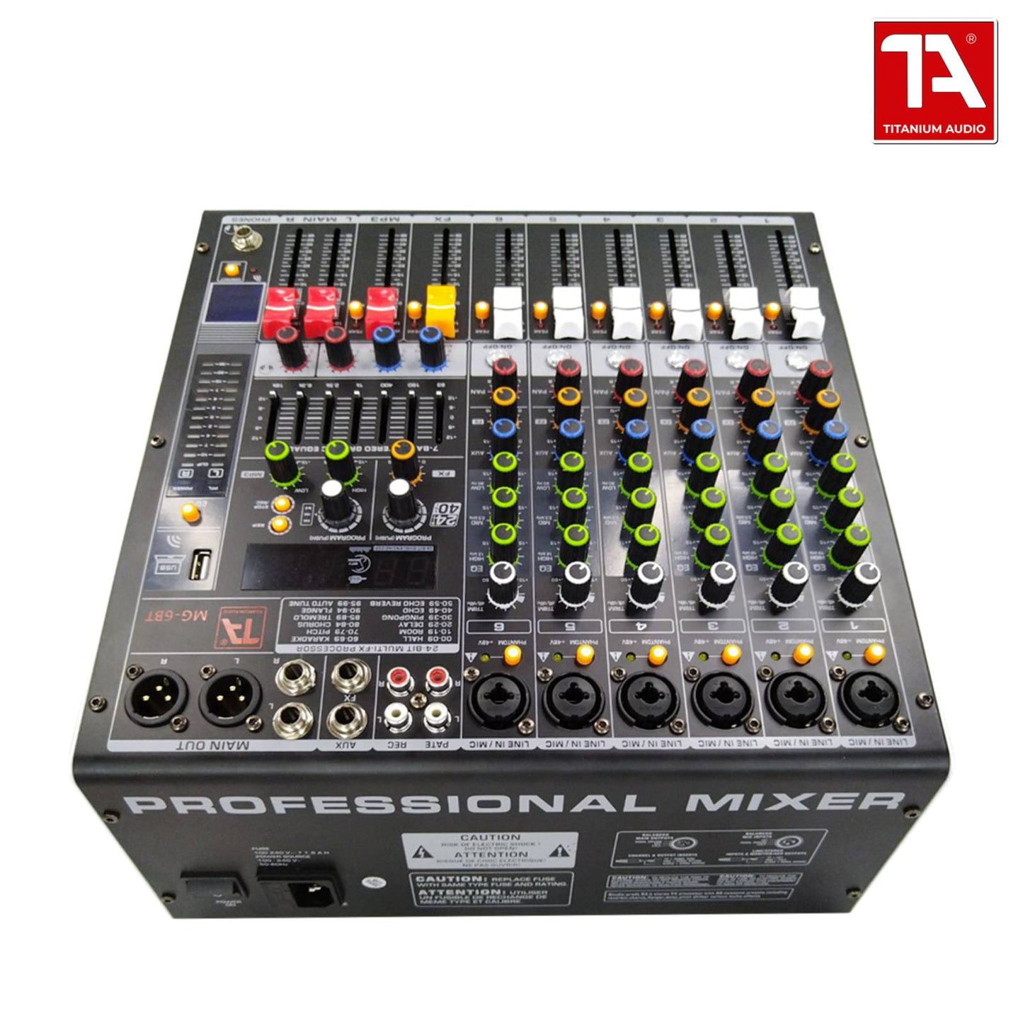 Titanium Audio MG-6BT Mixer / Professional 6 Channel Mixer / 32-BIT DSP Effects