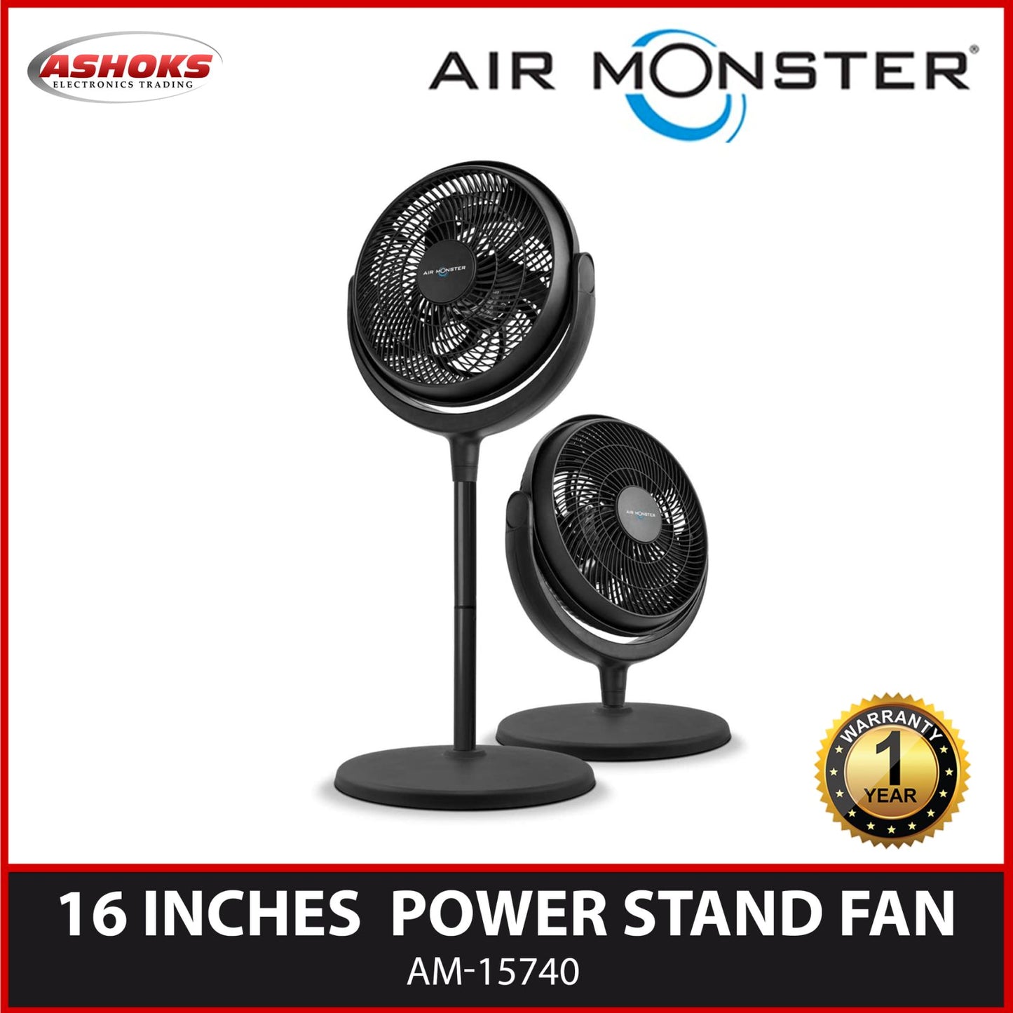 Air Monster 16 inch Stand Fan / Stand fan /  Air Monster 16 inch Power Stand Fan / Air Monster AM-15740 / 16 inches Stand fan / Air monster