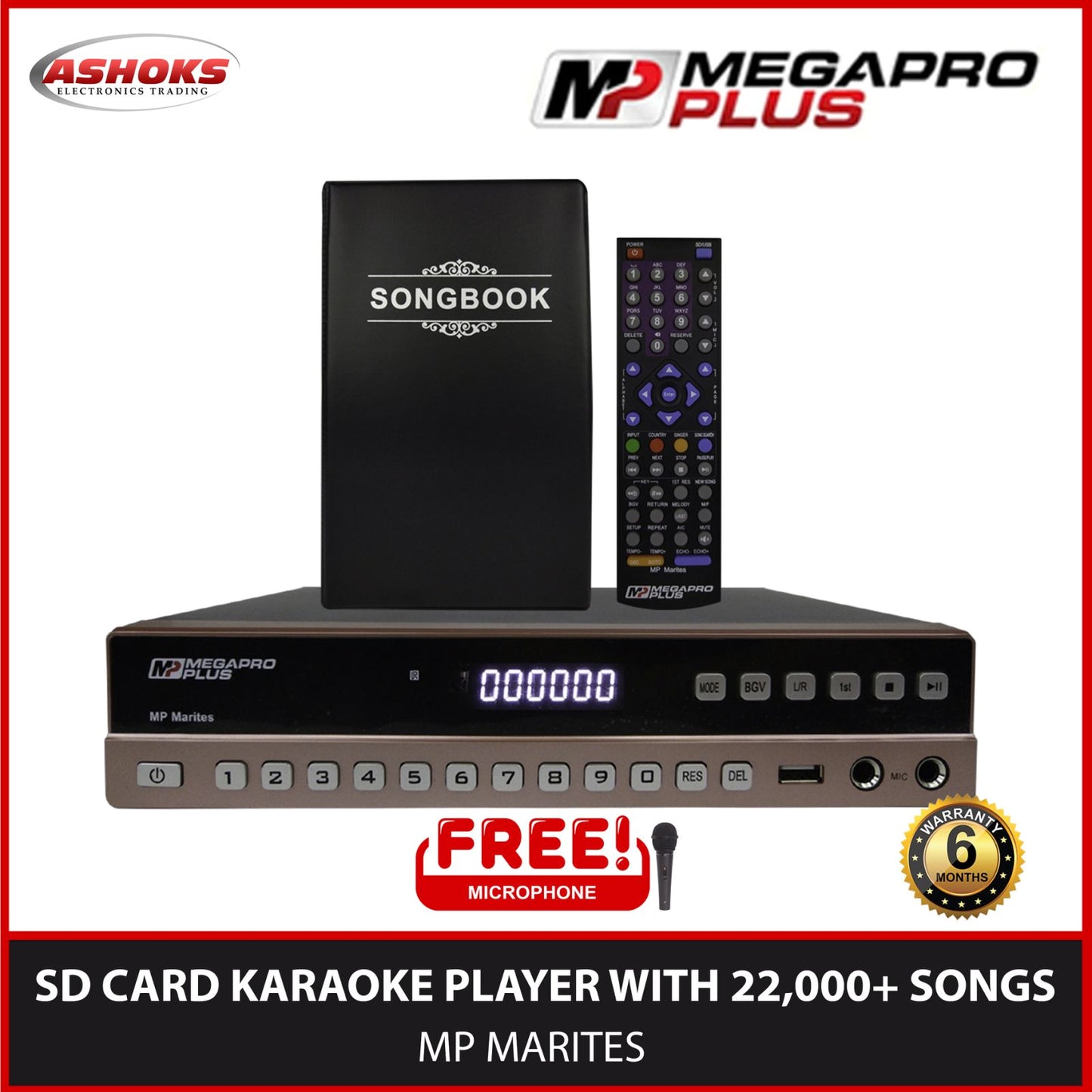 Megapro Plus MP Marites SD Card Karaoke Player with Free Wired Microphone / MP Marites / Megapro Plus