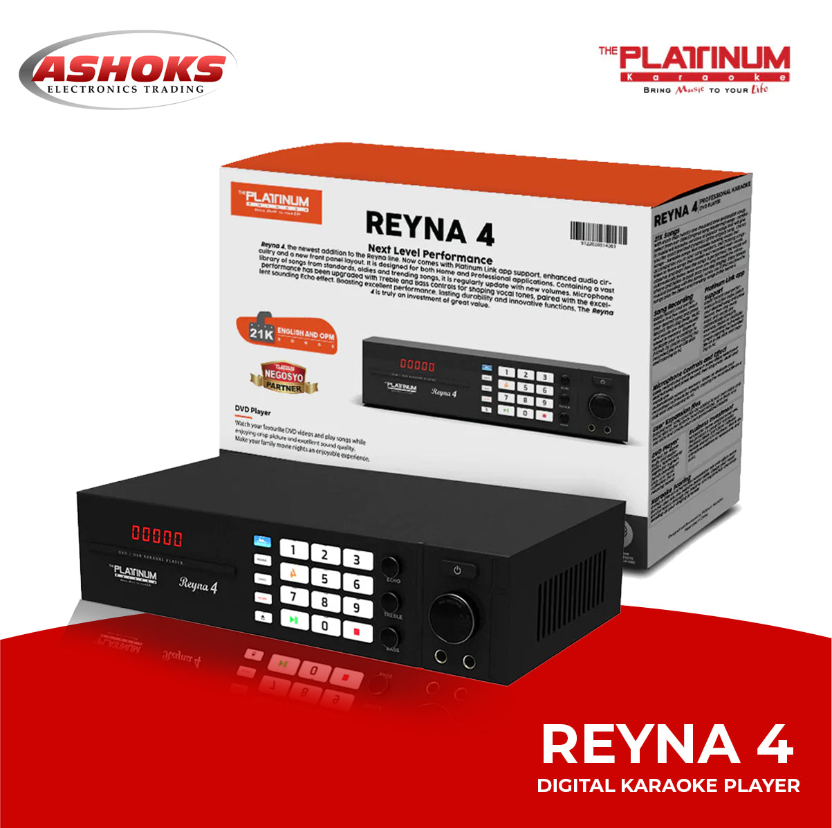 Platinum Karaoke Reyna 4 player / 21000++ songs Free wired Microphone